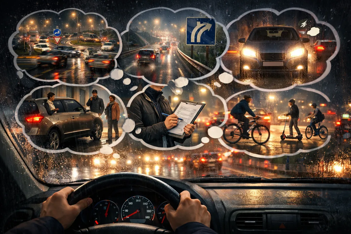 Driving anxiety lessons - woman with driving fear and worries about driving